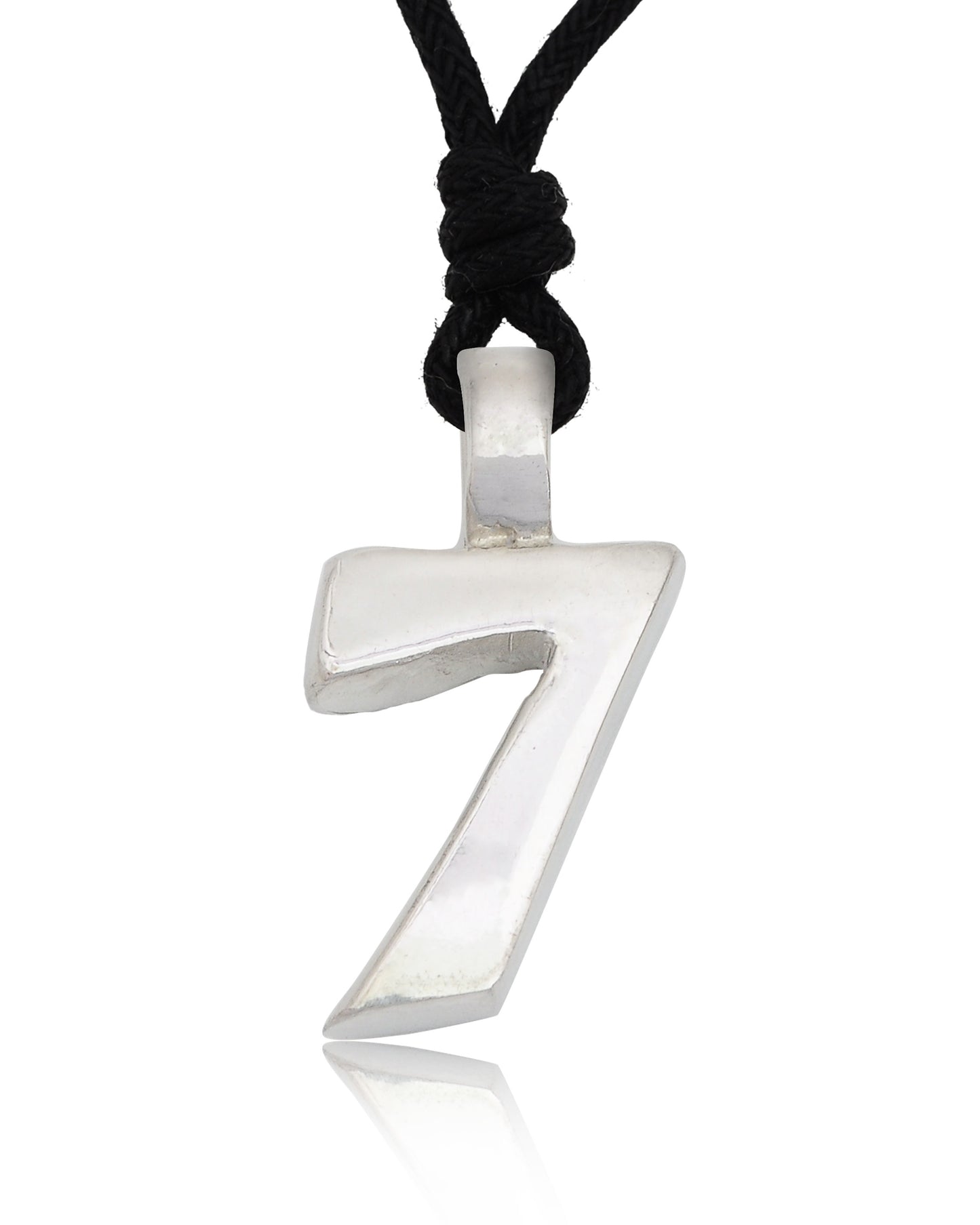 Number Seven Silver Pewter Charm Necklace Pendant Jewelry