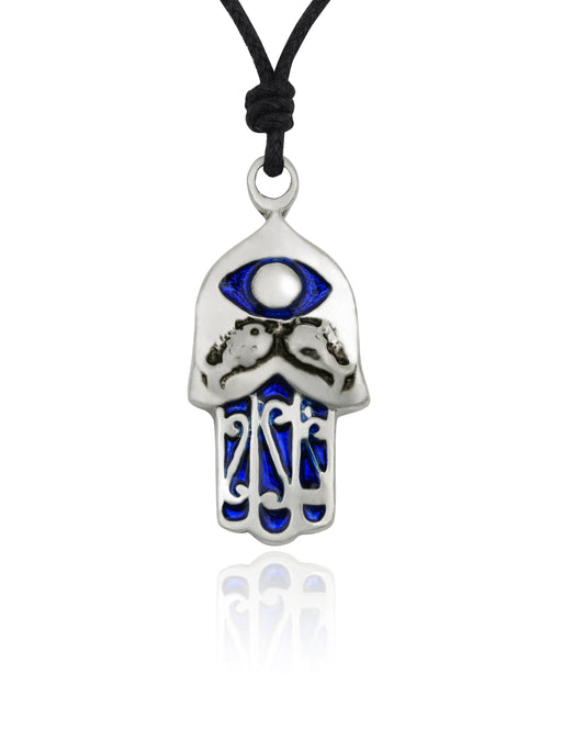 Colorful Hamsa Silver Pewter Charm Necklace Pendant Jewelry