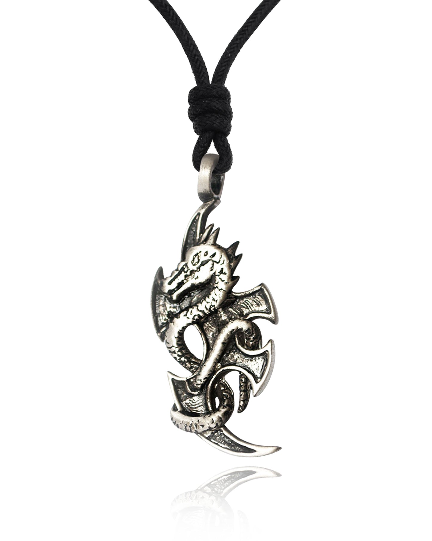 Colorful Dragon Silver Pewter Charm Necklace Pendant Jewelry