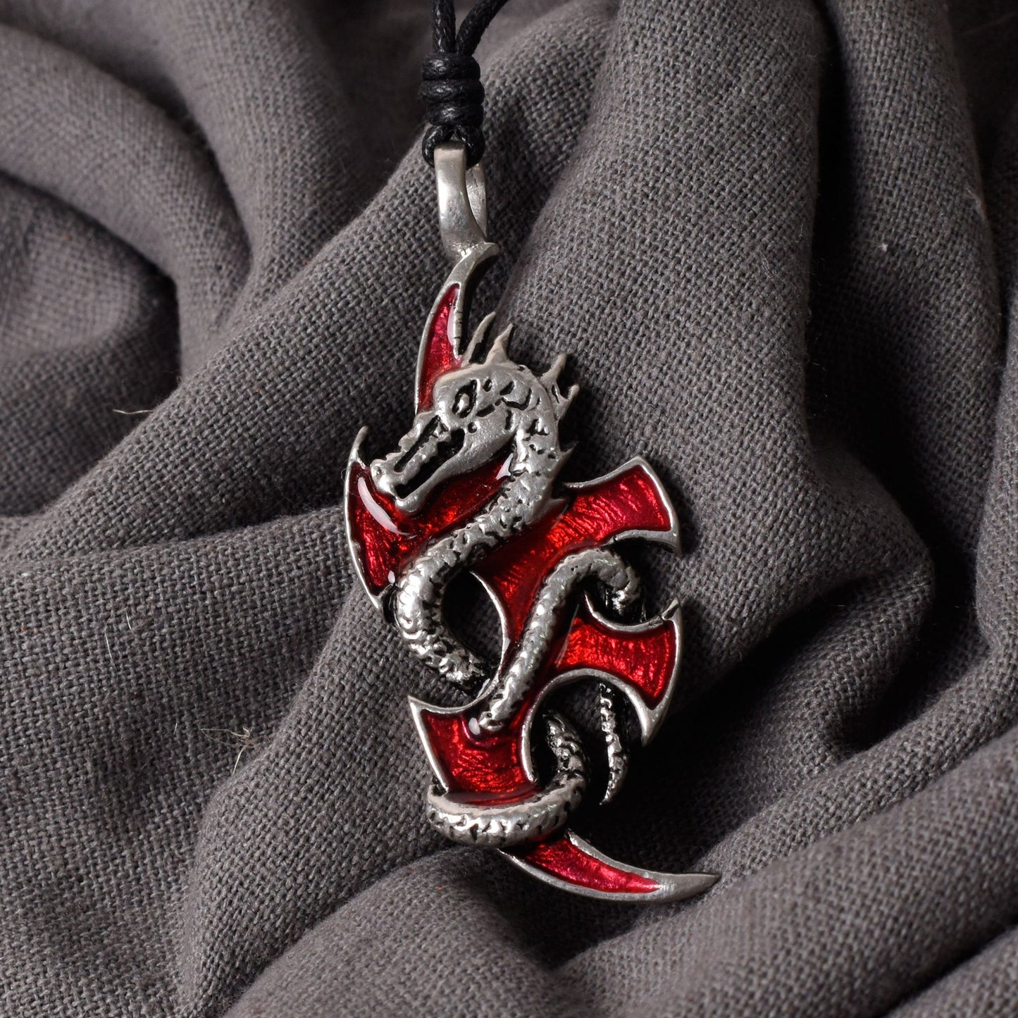 Colorful Dragon Silver Pewter Charm Necklace Pendant Jewelry