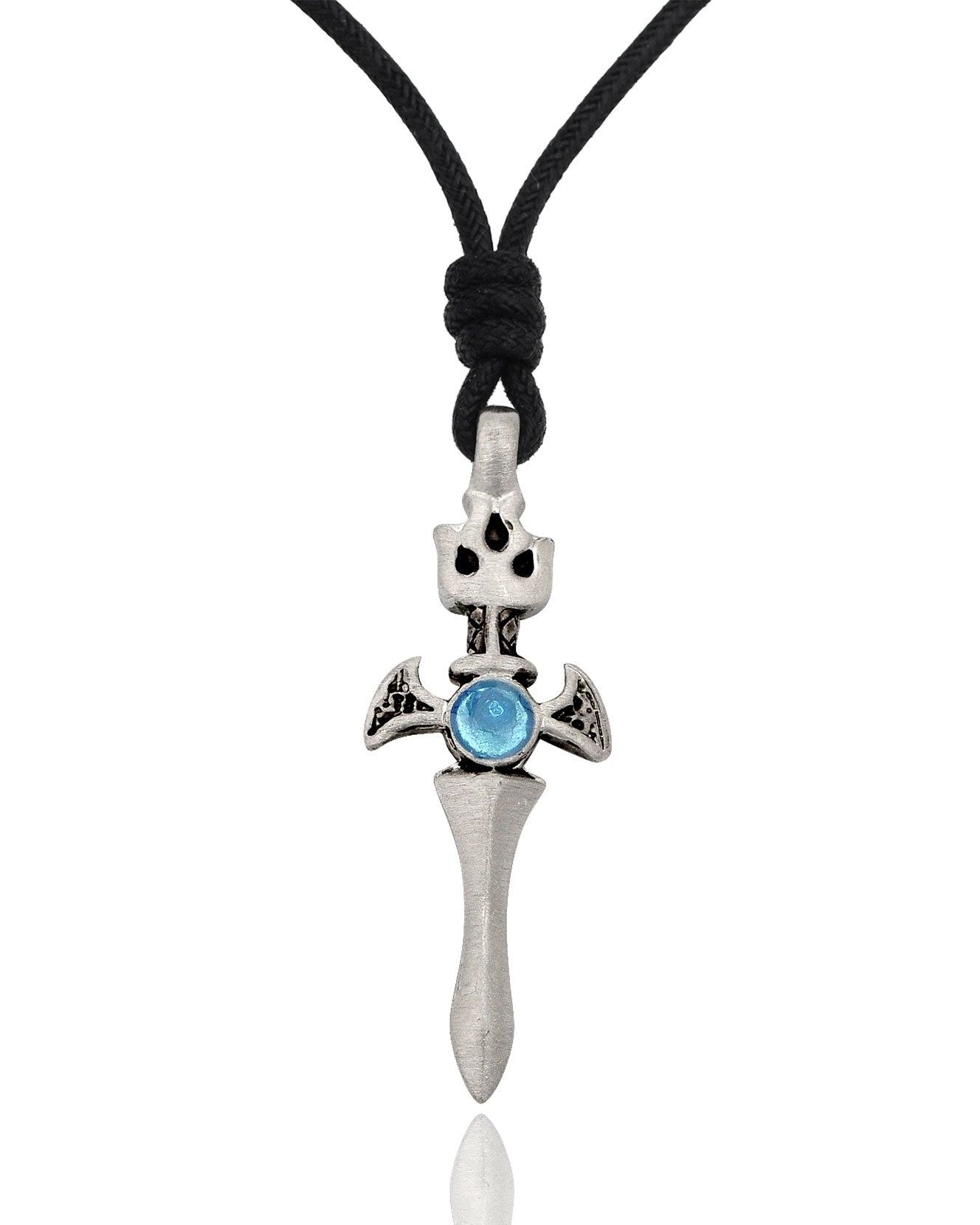 Colorful Fire Sword Silver Pewter Charm Necklace Pendant jewelry