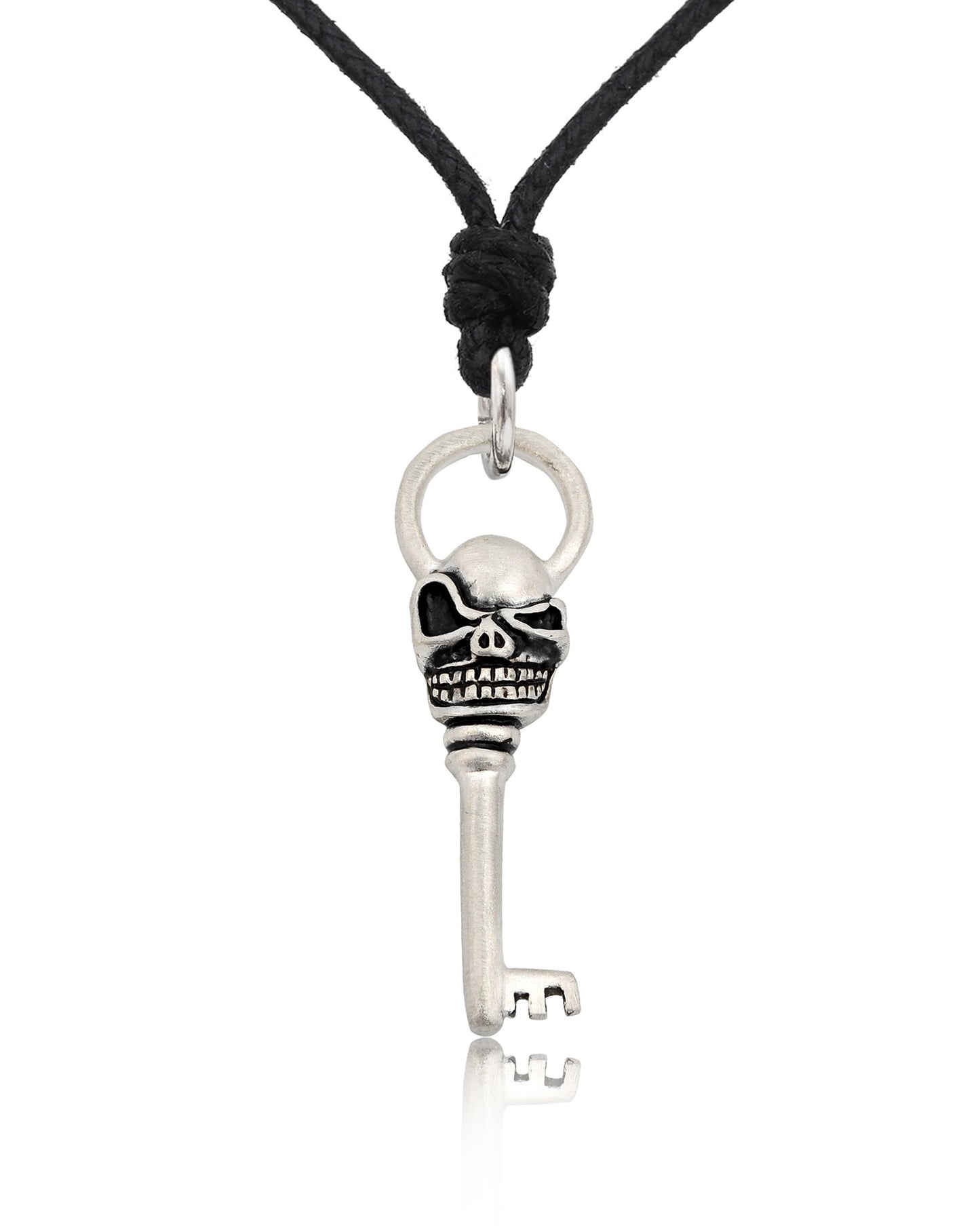 Skull Key Silver Pewter Charm Necklace Pendant Jewelry