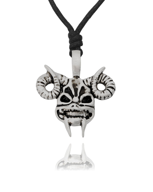 Pagan Gargoyle Demon Pan Skull Silver Pewter Charm Necklace Pendant Jewelry