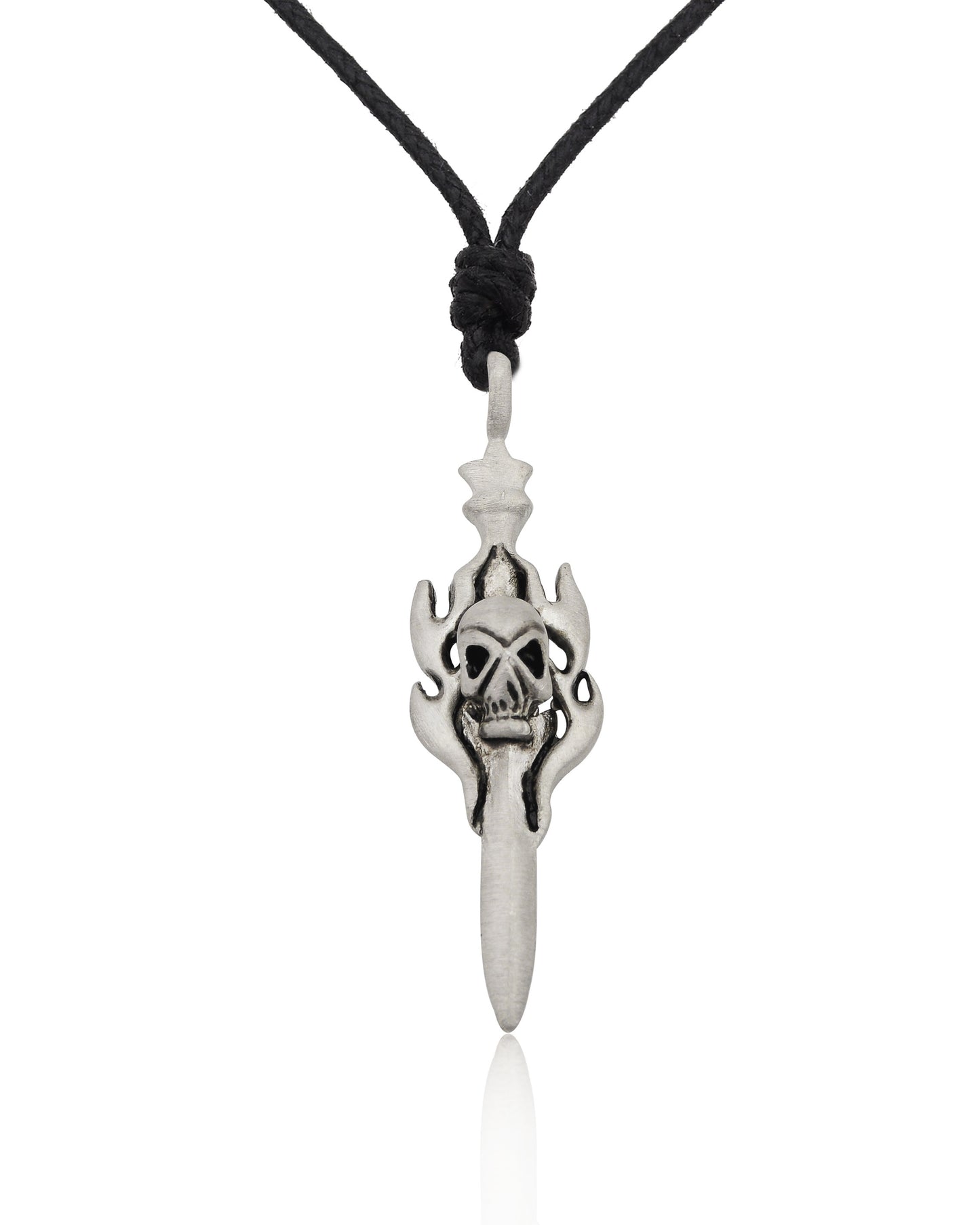 Skeleton Skull Head Sword Silver Pewter Charm Necklace Pendant Jewelry