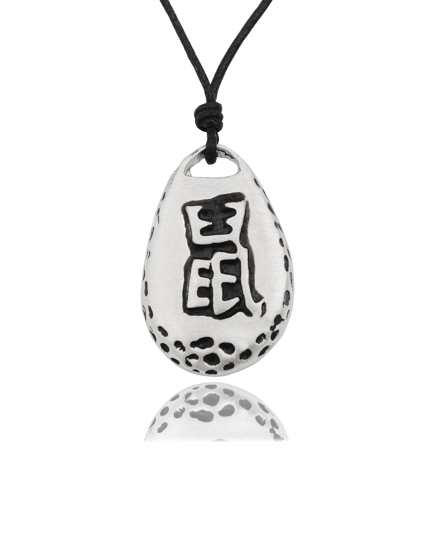 Chinese Zodiac Text Silver Pewter Charm Necklace Pendant Jewelry