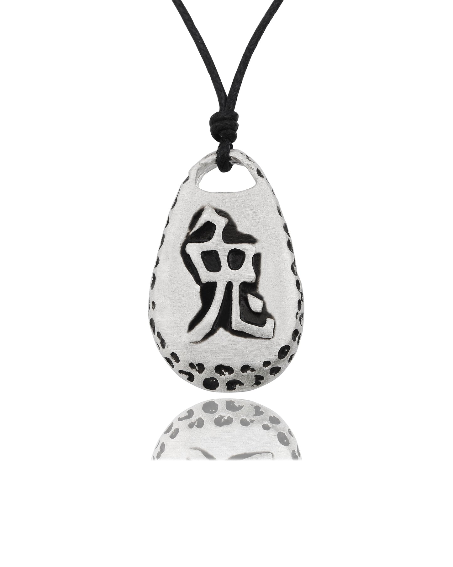 Chinese Zodiac Text Silver Pewter Charm Necklace Pendant Jewelry