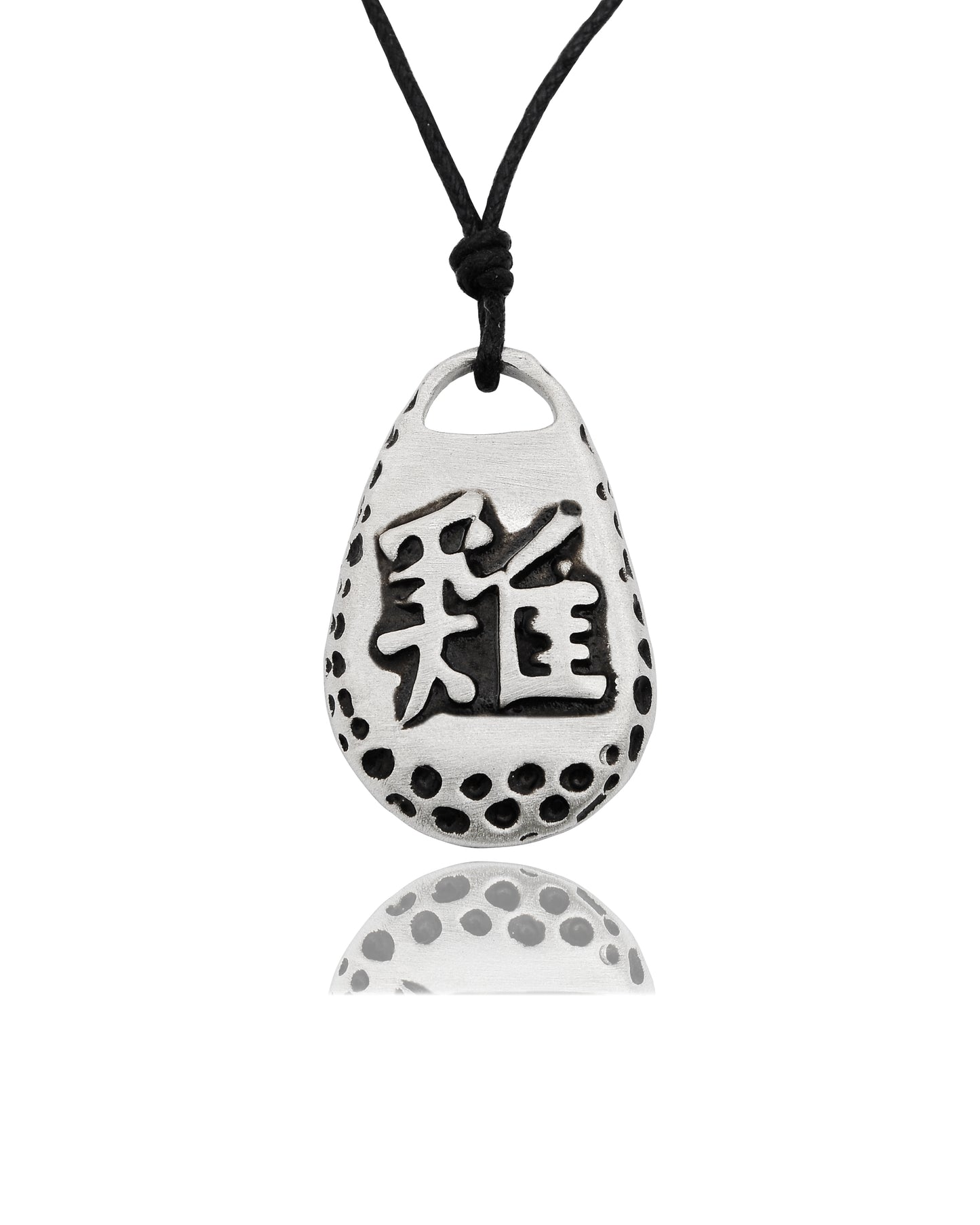 Chinese Zodiac Text Silver Pewter Charm Necklace Pendant Jewelry