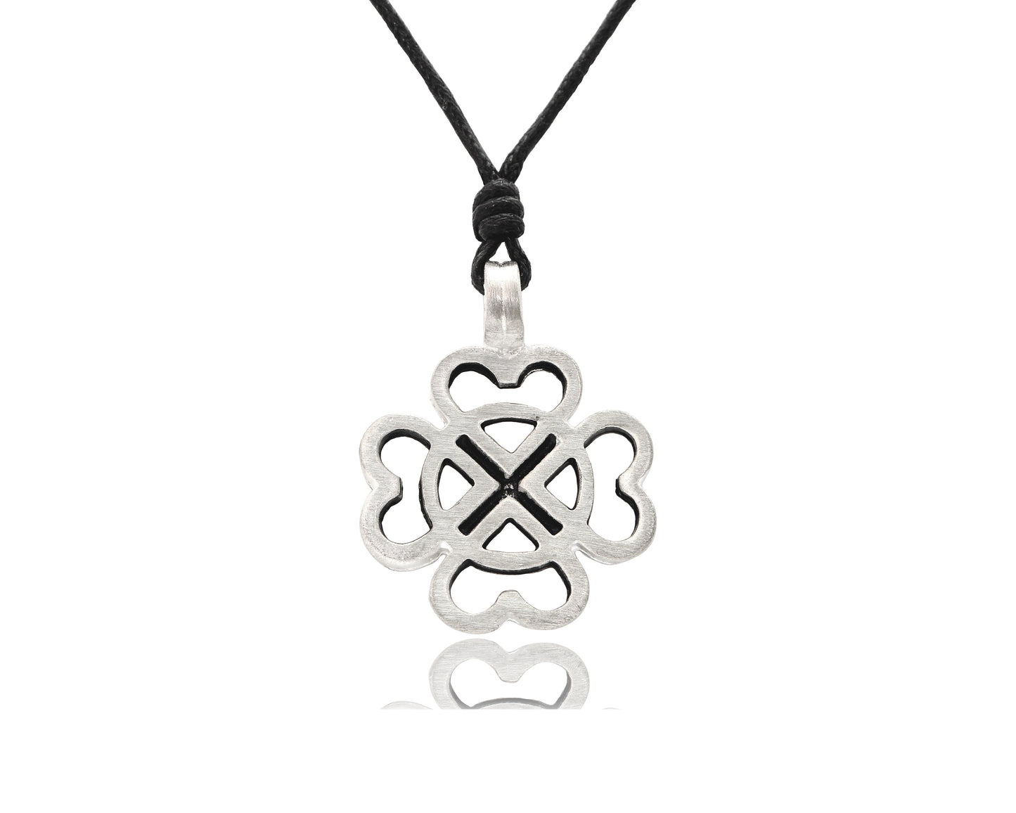 Clover Silver Pewter Charm Necklace Pendant Jewelry