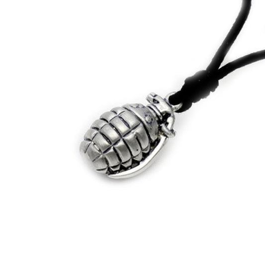 Grenade Silver Pewter Charm Necklace Pendant Jewelry