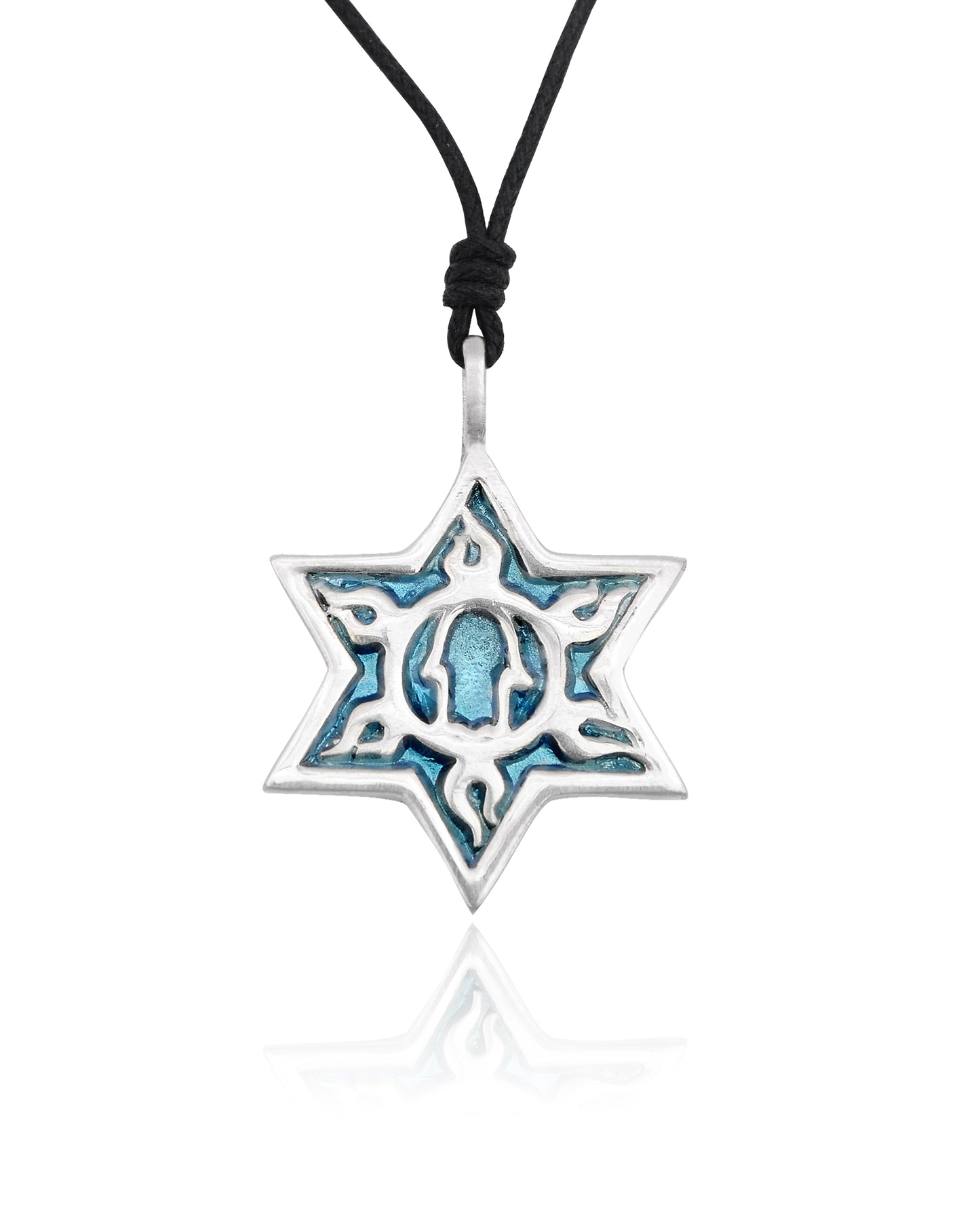 Colorful Star Of David Hamsa Silver Pewter Charm Necklace Pendant Jewelry