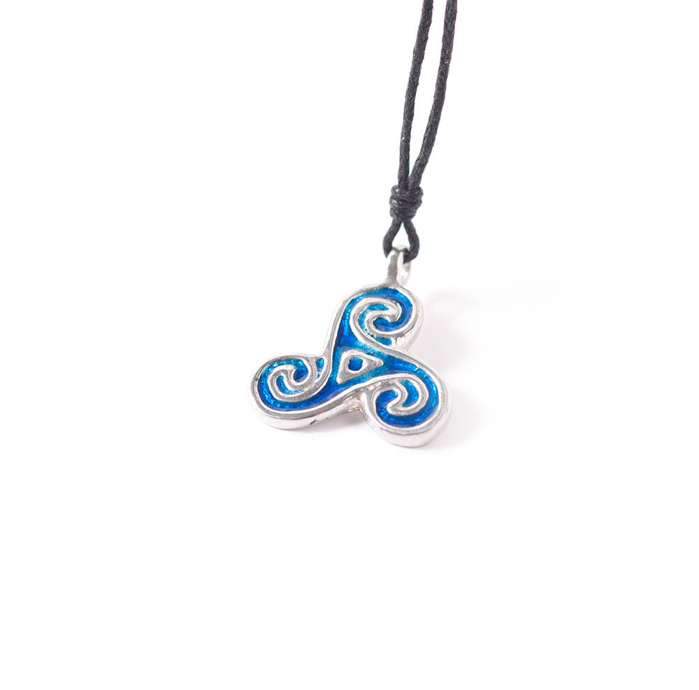Colorful Celtic Trinity Spiral Silver Pewter Charm Necklace Pendant Jewelry