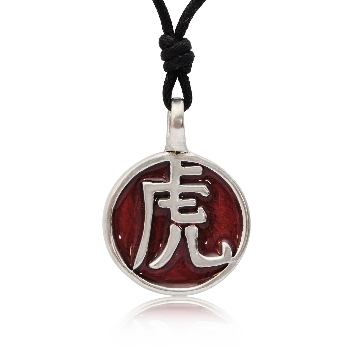 Chinese Year of the Tiger Zodiac Silver Pewter Charm Necklace Pendant Jewelry
