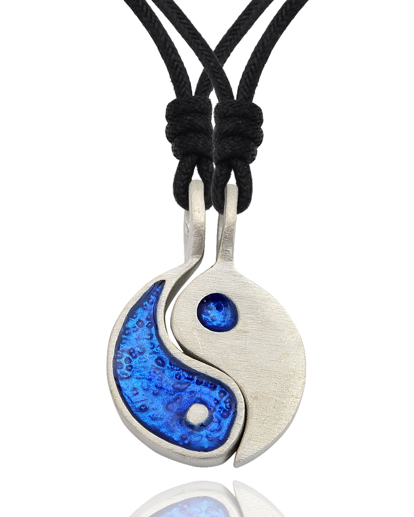 Colorful Ying Yang (2 Necklaces) Silver Pewter Necklace Pendant Jewelry