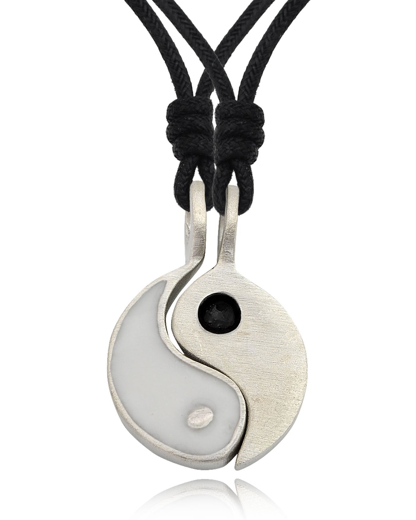 Colorful Ying Yang (2 Necklaces) Silver Pewter Necklace Pendant Jewelry