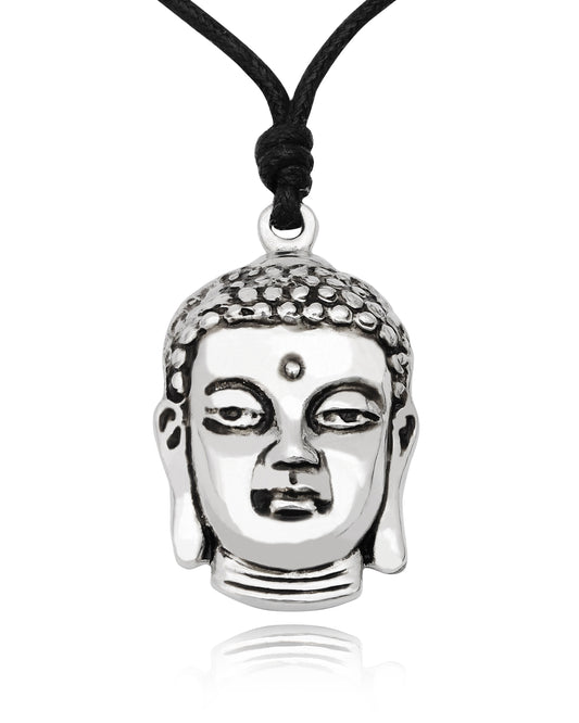 New Buddha Head Silver Pewter Charm Necklace Pendant Jewelry