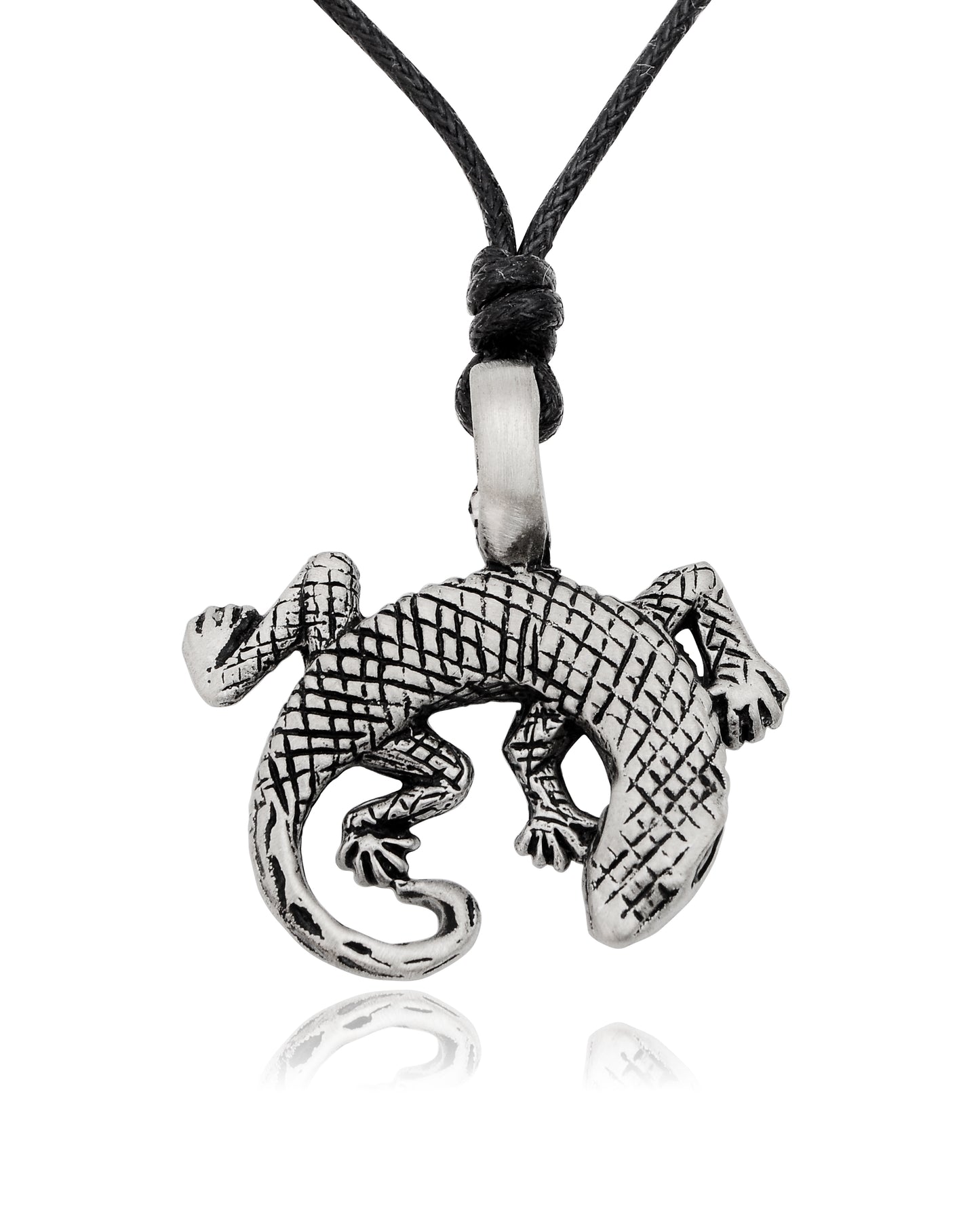 Gecko Silver Pewter Gold Brass Charm Necklace Pendant Jewelry