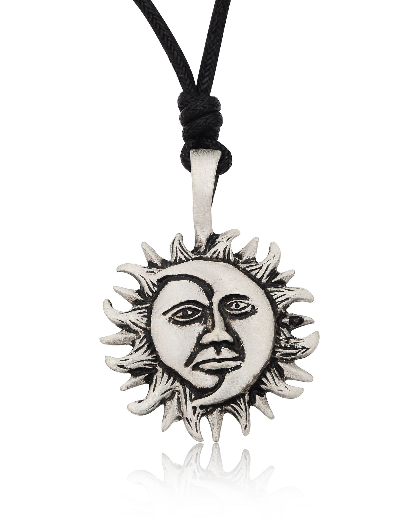 Ying Yang Sun & Moon 92.5 Sterling Silver Brass Charm Necklace Pendant Jewelry