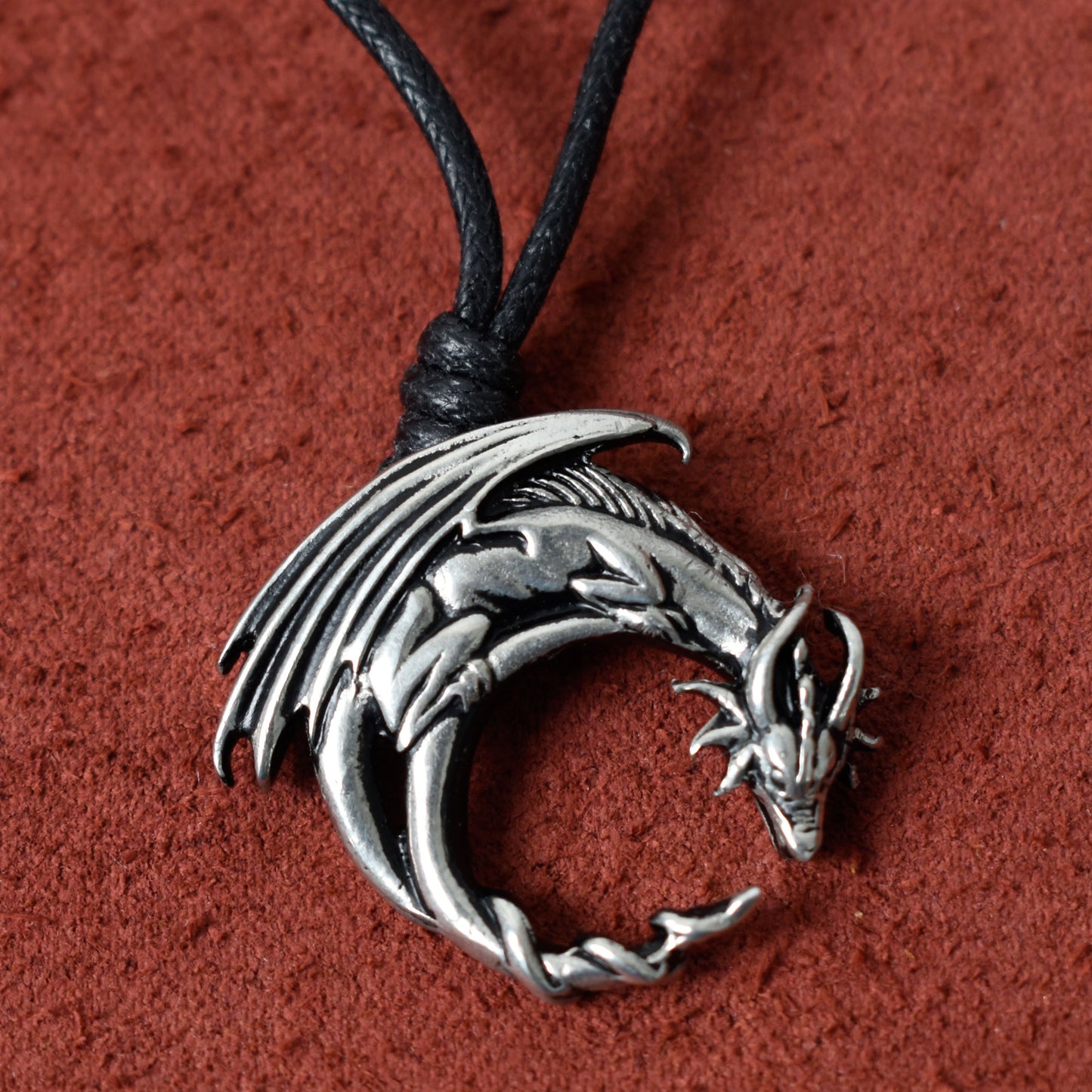 Sleeping Dragon Moon Silver Pewter Gold Brass Necklace Pendant Jewelry