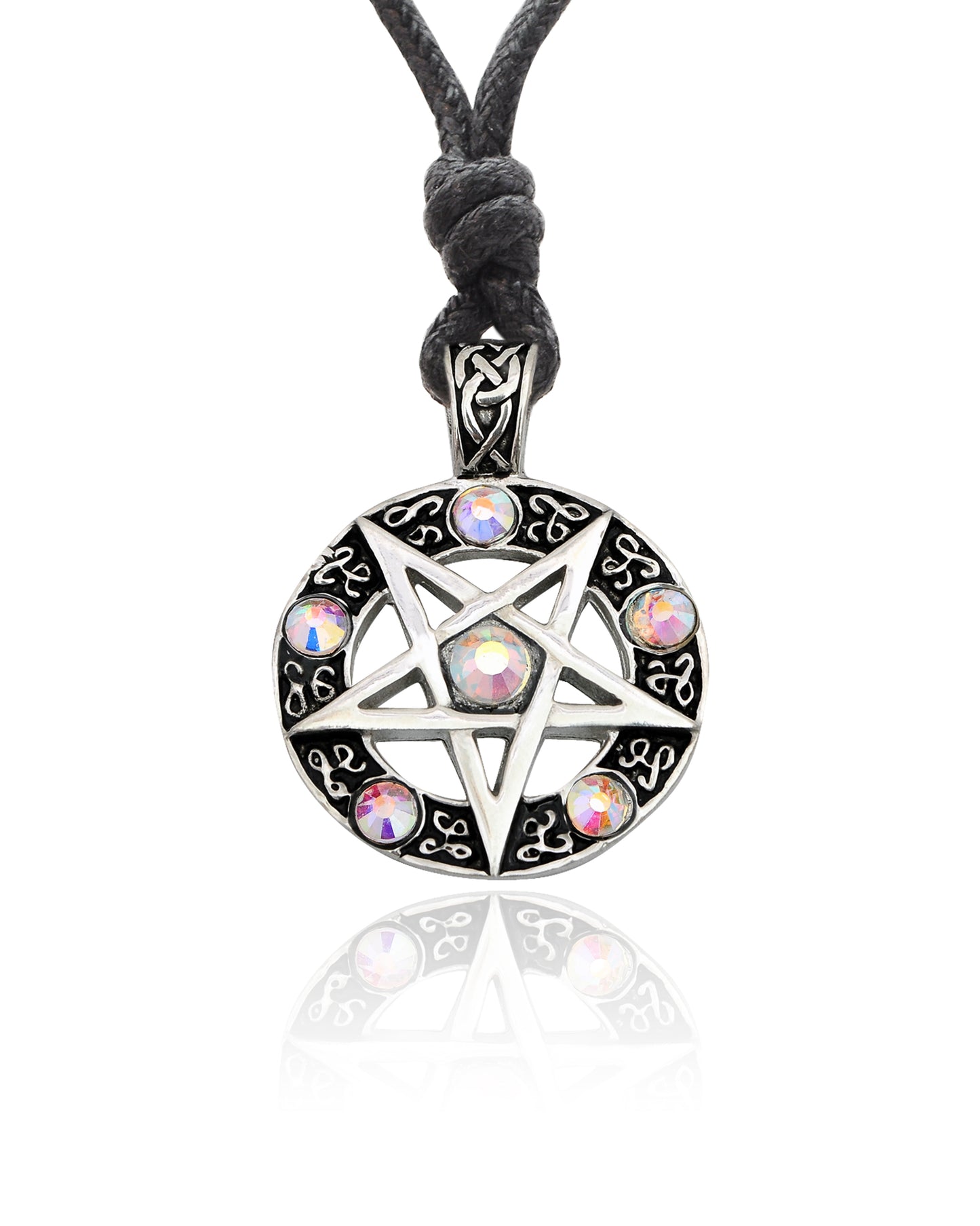 Pentagram Silver Pewter Charm Necklace Pendant Jewelry