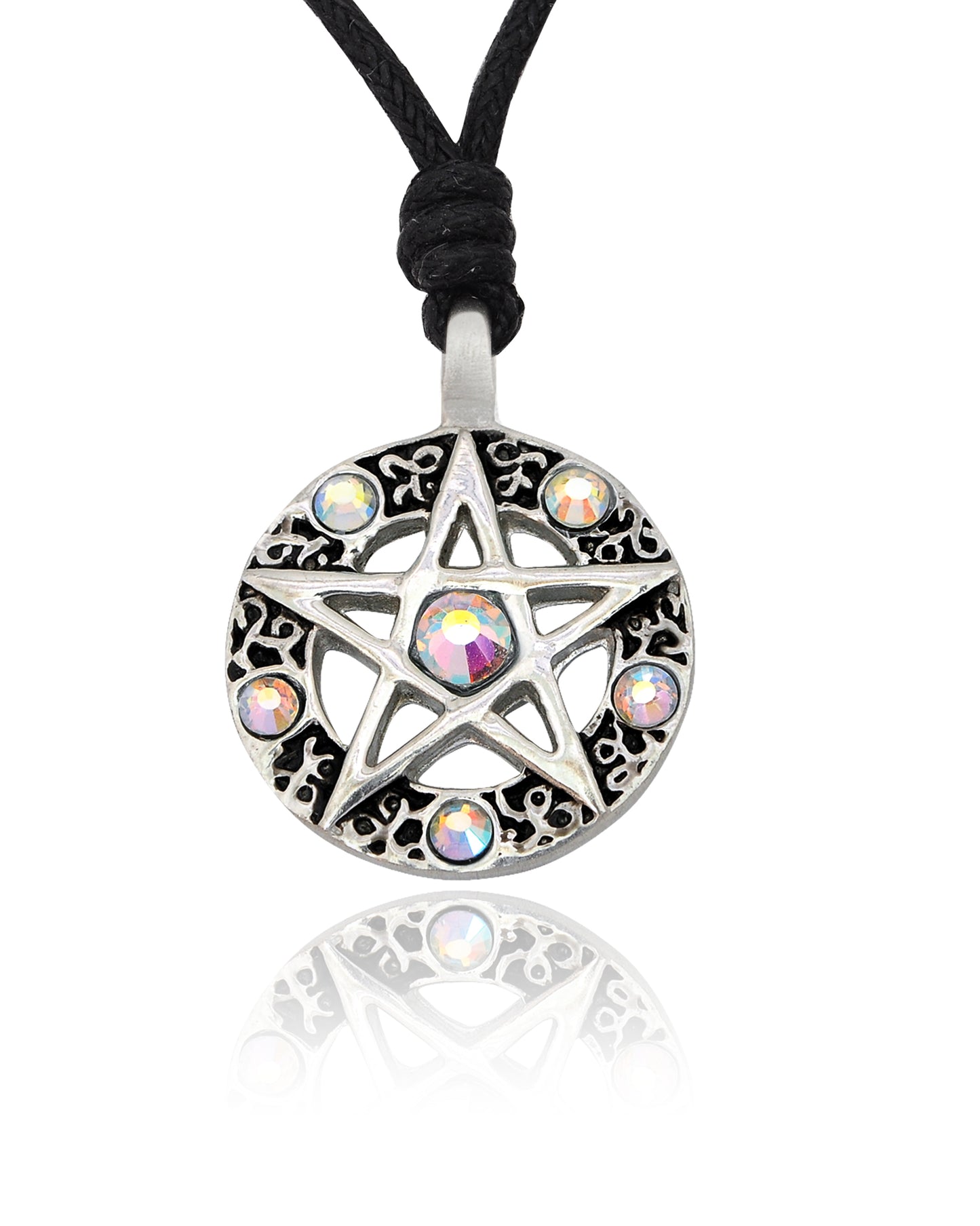 Pentagram Silver Pewter Charm Necklace Pendant Jewelry