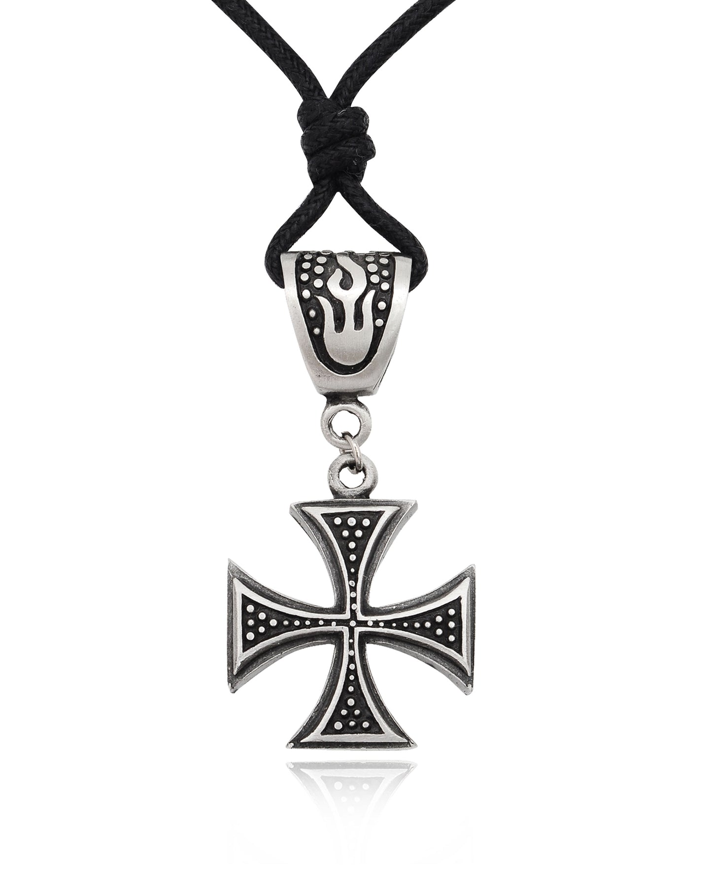 New Germanic Iron Cross Silver Pewter Charm Necklace Pendant Jewelry