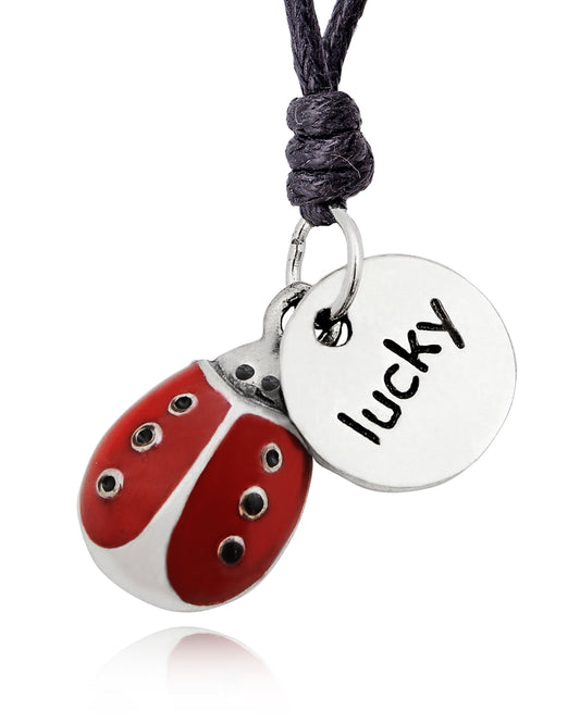 Ladybug Insect Lucky Silver Pewter Charm Necklace Pendant Jewelry