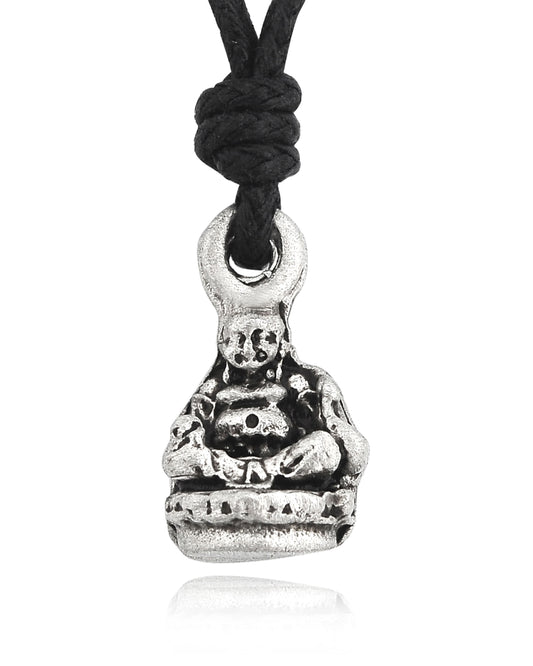 New Fat Zen Buddha Silver Pewter Necklace Pendant Jewelry