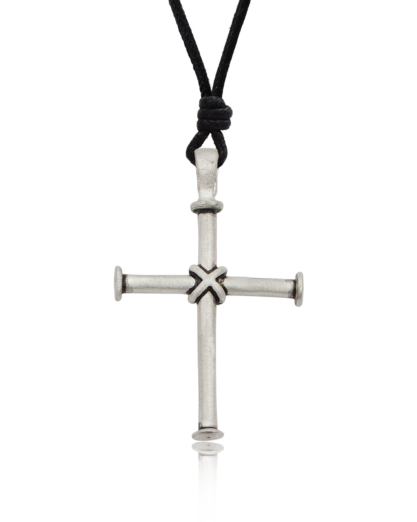 New Crucifix Cross Nails Silver Pewter Necklace Pendant Jewelry