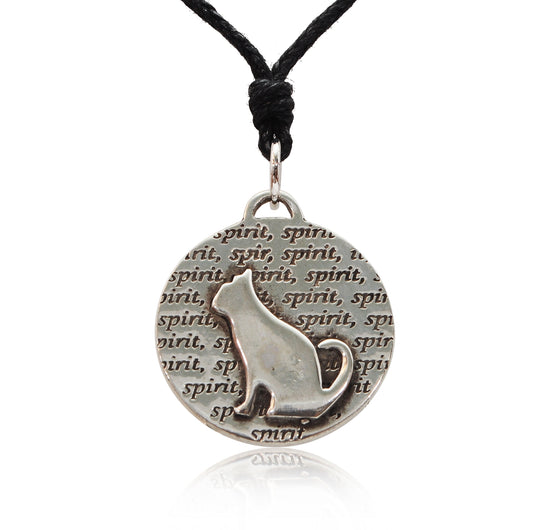 New Spirit Cat Kitten Silver Pewter Charm Necklace Pendant Jewelry