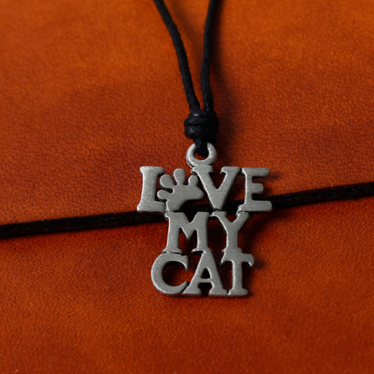 Love My Cat Silver Pewter Charm Necklace Pendant Jewelry