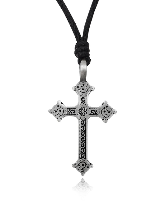 Fancy Celtic Cross Silver Pewter Charm Necklace Pendant Jewelry