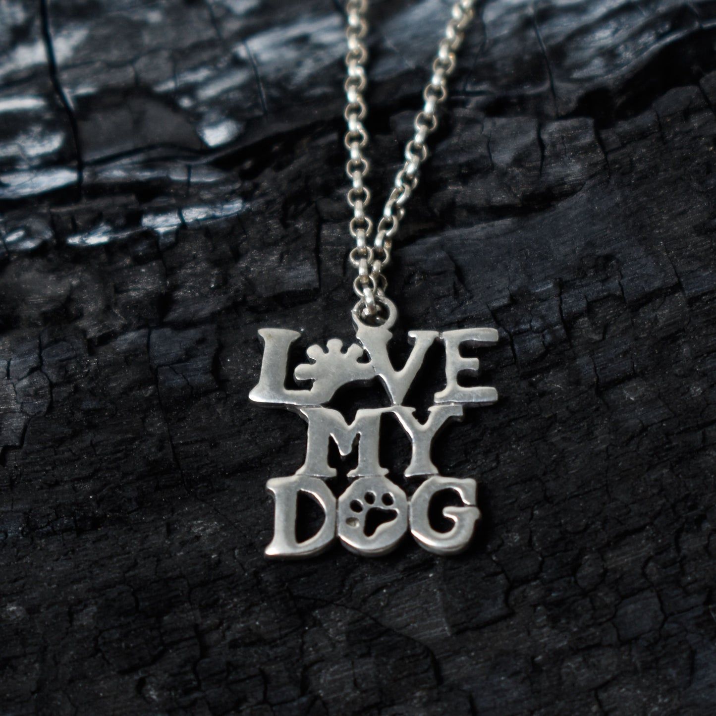 Slogan Love Me Love My Dog Silver Pewter Charm Necklace Pendant Jewelry