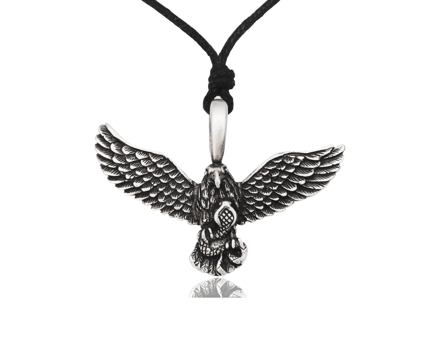 Eagle Hawk Catching Snake Silver Pewter Charm Necklace Pendant Jewelry
