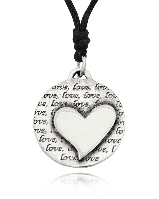 Heart Love Silver Pewter Charm Necklace Pendant Jewelry