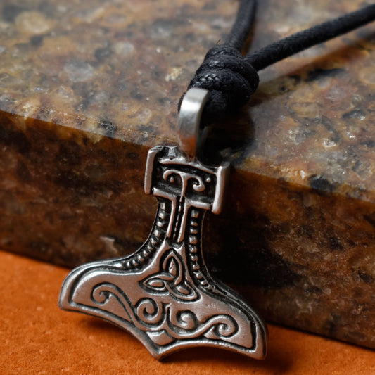 The Thor's Hammer Silver Pewter Charm Necklace Pendant Jewelry