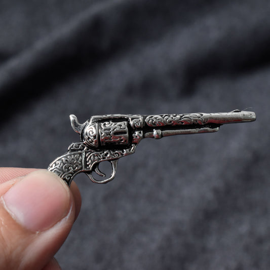 New Antique Handgun Vintage Gun Revolver Pistol Silver Pewter Charm Necklace Pendant Jewelry With Cotton Cord