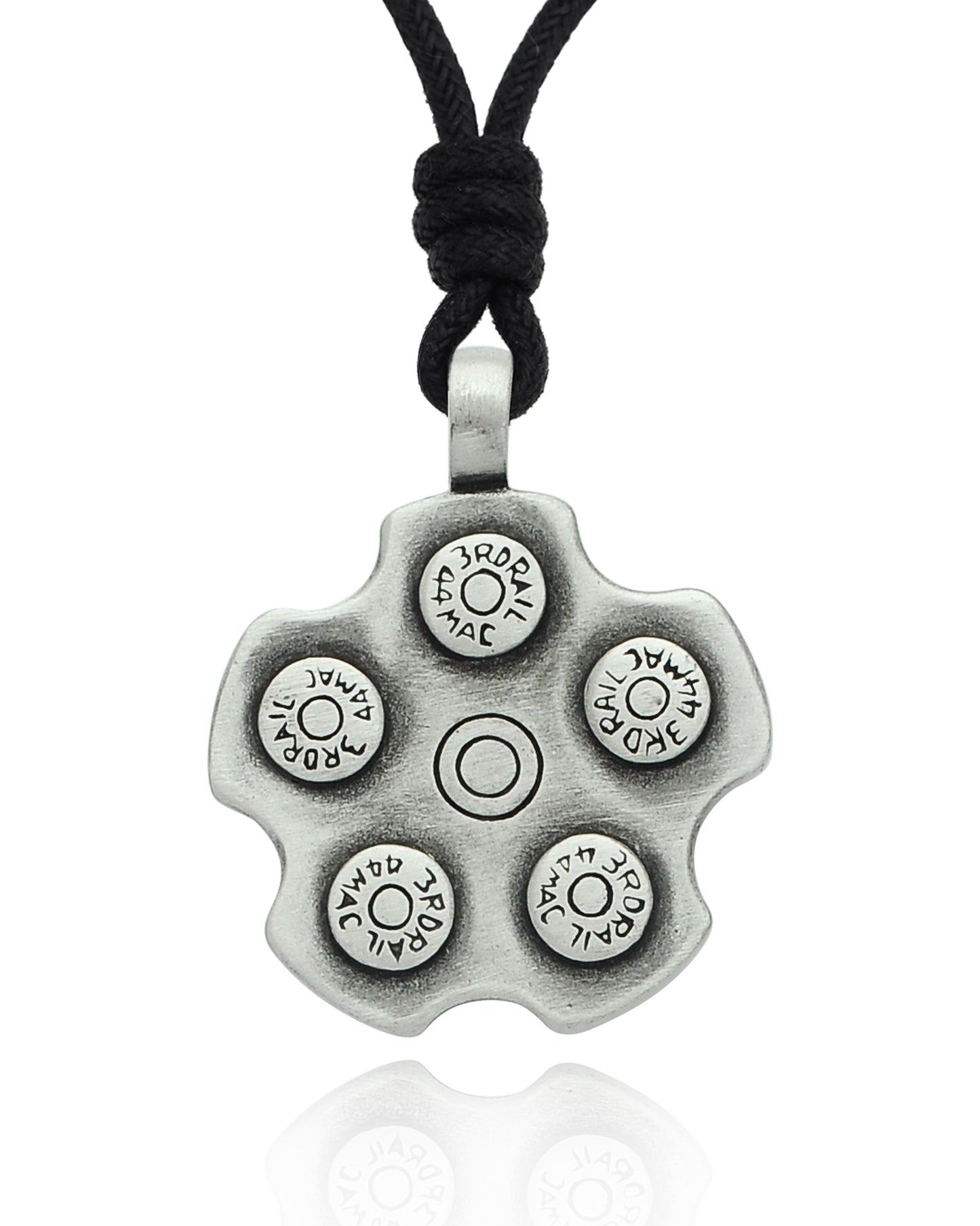 Gun Bullet Barrel Silver Pewter Charm Necklace Pendant Jewelry