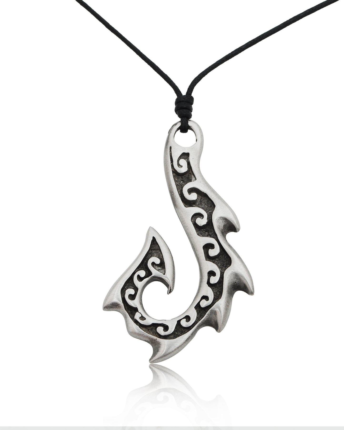 New Tribal Maori Fishing Hook Silver Pewter Charm Necklace Pendant Jewelry