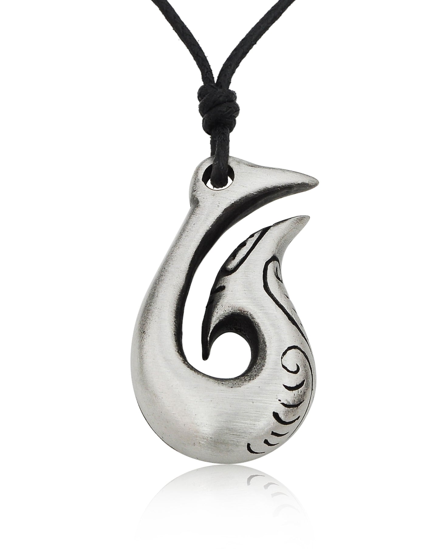 New Tribal Maori Fishing Hook Silver Pewter Charm Necklace Pendant Jewelry