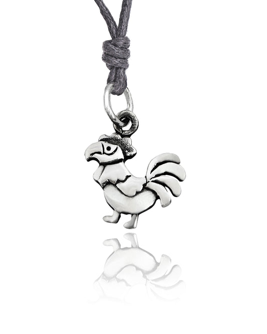 Chicken Rooster Silver Pewter Charm Necklace Pendant Jewelry