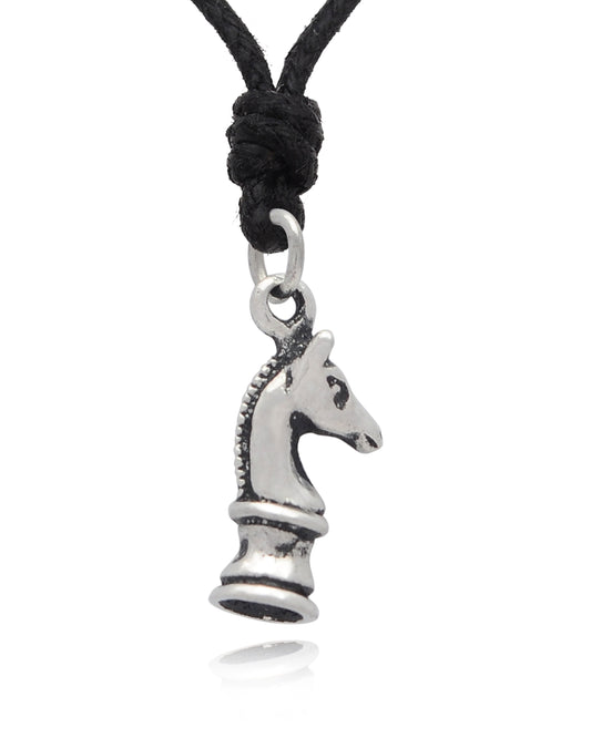 Knight Horse Chess Silver Pewter Necklace Pendant Jewelry