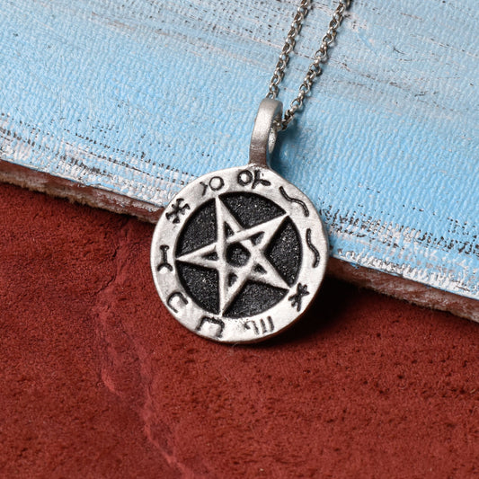 Handmade Pentagram 5-Pointed Star Silver Pewter Charm Necklace Pendant Jewelry