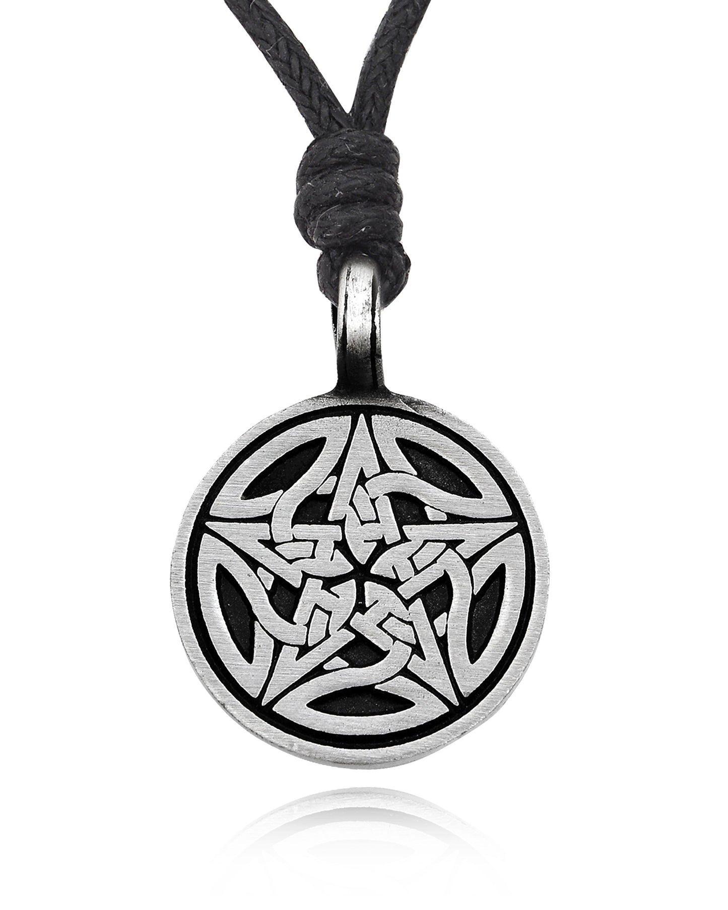 Handmade Pentagram 5 Pointed Star Silver Pewter Charm Necklace Pendant Jewelry