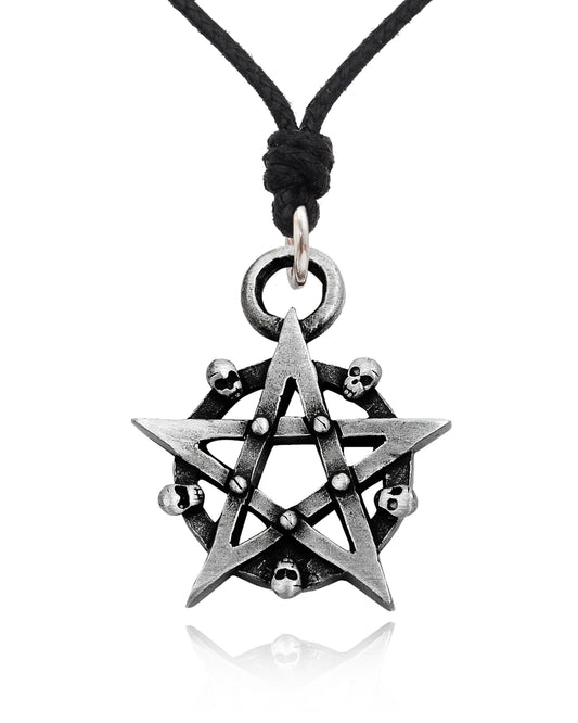 Pentagram 5 Pointed Star Silver Pewter Charm Necklace Pendant Jewelry