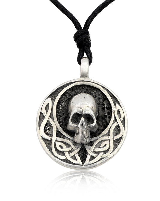 Celtic Skull Silver Pewter Charm Necklace Pendant Jewelry