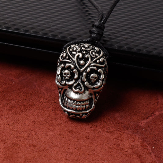 Sugar Skull Handmade Gold Brass Silver Pewter Necklace Pendant Jewelry