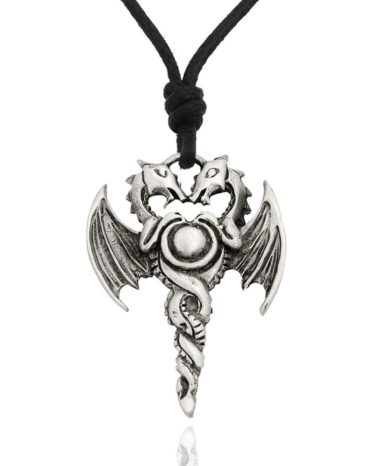 Unique Dragon & Sword Silver Pewter Gold Brass Charm Necklace Pendant Jewelry