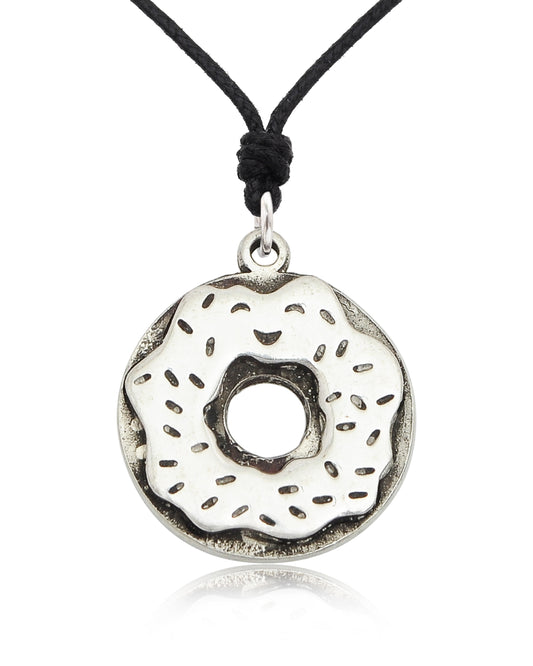 Sweet Donut Silver Pewter Gold BrassCharm Necklace Pendant Jewelry