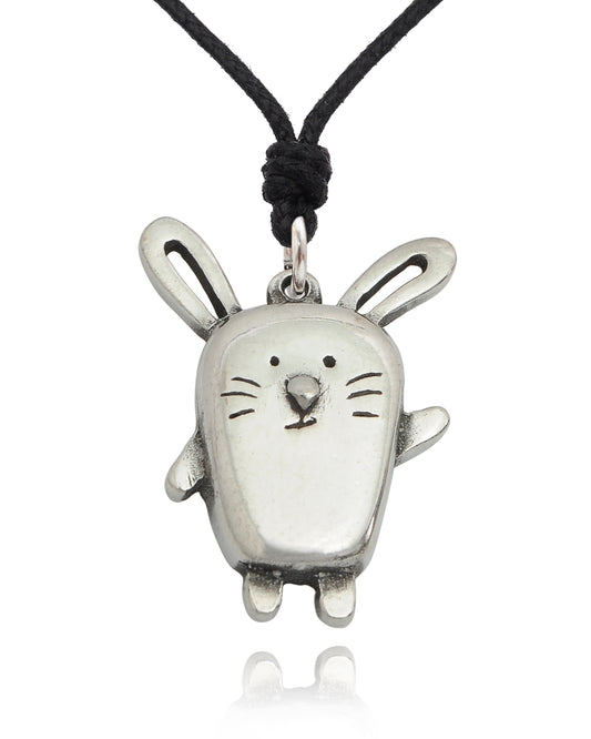 Greeting Rabbit Size M & S Silver Pewter Gold Brass Necklace Pendant Jewelry