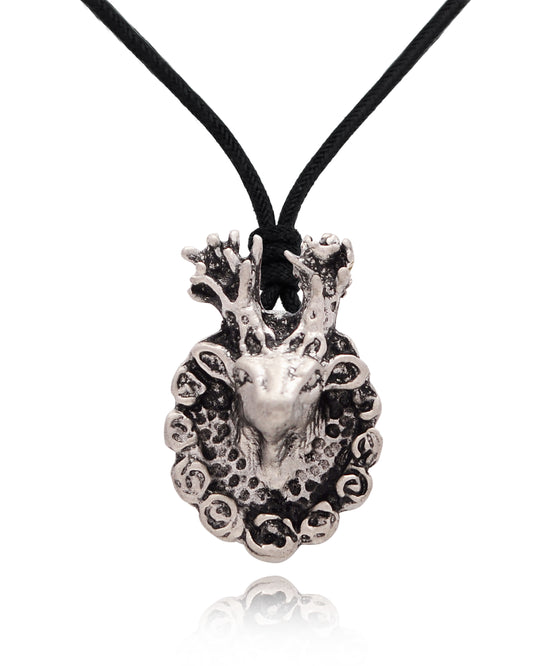 Deer With Round Rose Frame 92.5 Sterling Silver Pewter Brass Charm Necklace Pendant Jewelry